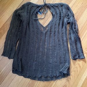 Forever 21 open stitch sweater with open back/tie